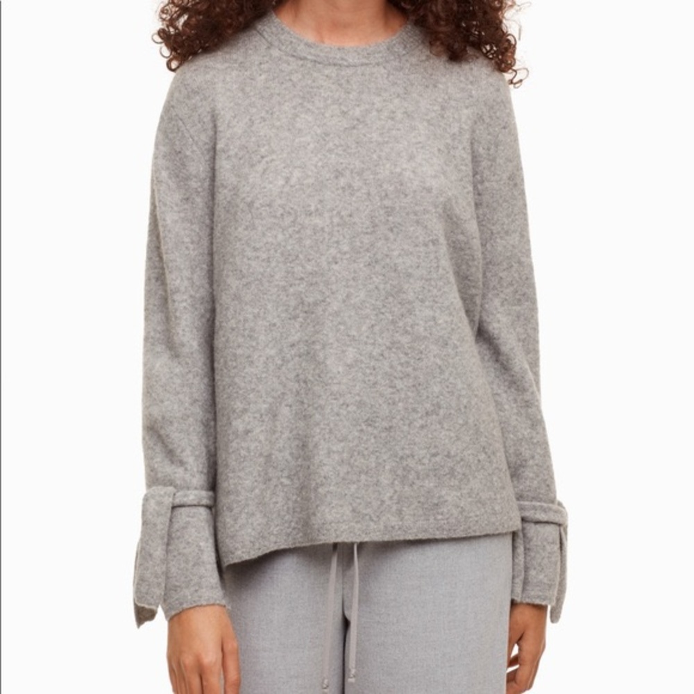ARITZIA The Group Babaton Malcorra Relaxed Sweater Wool Alpaca Cuff Ties Gray M
